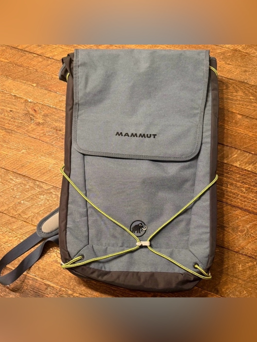 New Mammut Gray Backpack with Lime Accent Cord